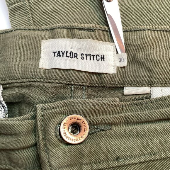 Taylor Stitch Mens 30 Democratic Fit Chino Pants Olive Green - Picture 11 of 13